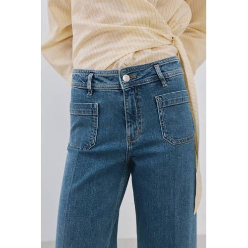 Mango high waist regular fit jeans medium blue denim