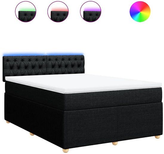 vidaXL Boxspring met matras Zwart Stof 140x200 cm