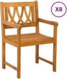 vidaXL Tuinstoelen - 8 st - Naturel - Massief Acacia Hout