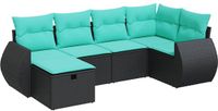 vidaXL 6-delige Loungeset met kussens, polyrattan, zwart