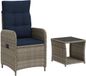 vidaXL Loungeset 2-zits PE Rotan en Poedergecoat Staal Grijs en Marineblauw
