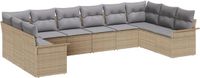 vidaXL Tuinbank Set 10-delig Beige Polyrattan