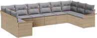 vidaXL Tuinbank Set 10-delig Beige Polyrattan