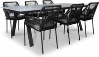 LUX outdoor living Oslo Grey/Seville dining tuinset 7-delig | polywood + touw | 220cm | 6 personen
