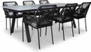 LUX outdoor living Oslo Grey/Seville dining tuinset 7-delig | polywood + touw | 220cm | 6 personen