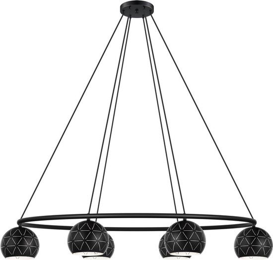 EGLO Cantallops Hanglamp - E14 - Zwart/Wit - 6-lichts - 115 cm