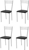 t m c s Tommychairs Elena - Eetkamerstoelen - Set van 4 - Aluminium & Zwart - Kunstleer