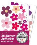 easydruck24de Sticker Set Paarse Bloemen Flower Power - kfz242 | Stickers résistant aux intempéries pour scooter vélo ordinateur portable téléphone décoration