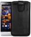 mumbi Echt leren hoesje compatibel met Sony Xperia P hoes lederen tas case wallet, zwart