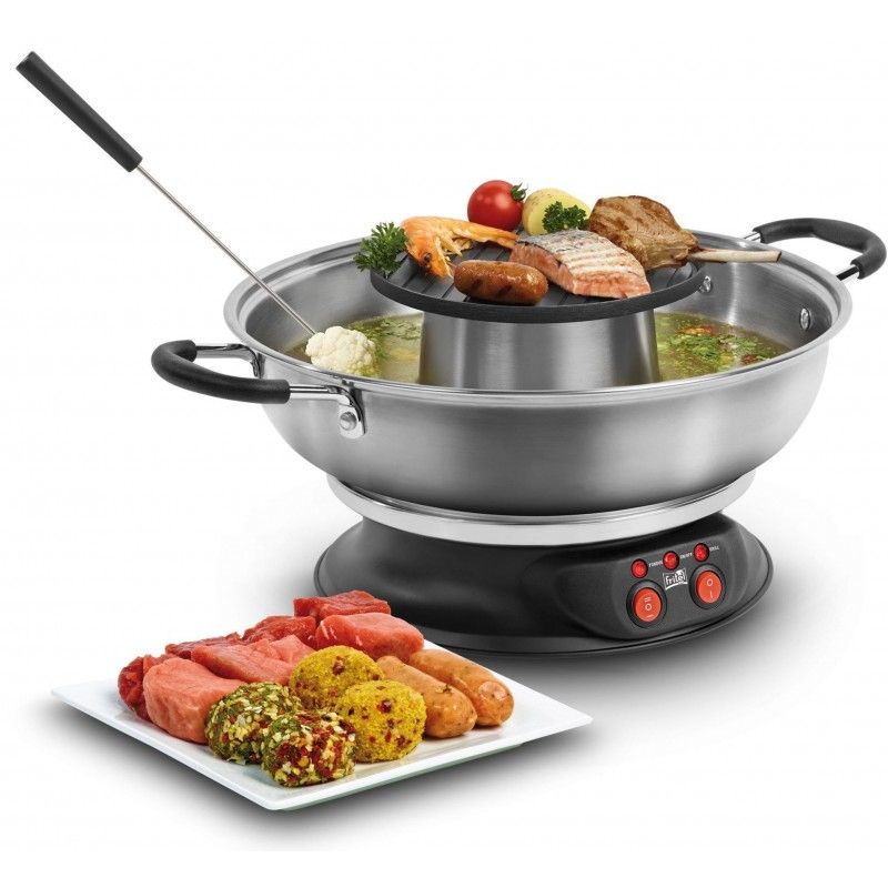 FRITEL Culinaire Fondue FG 2970 - Elektrische Fonduepan + Grill - 6 personen - Grijs