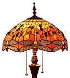 Tiffany-vloerlamp Libelle, handgemaakt glazen kap, 165 cm