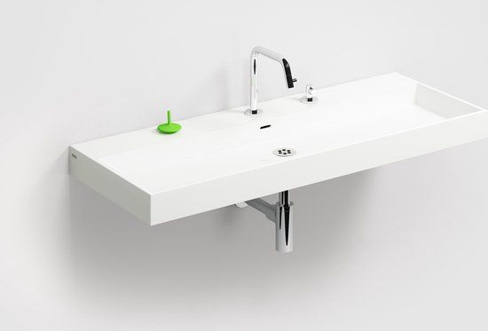 Clou Wash Me wastafel 110x42cm Mineraalsteen Wit - Modern Design