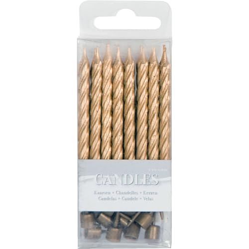 Folat - Taart kaarsjes goud 6 cm (16 stuks) - Verjaardag