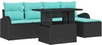 vidaXL Tuinbank Set 6 st Zwart Poly rattan
