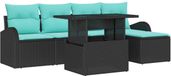 vidaXL Tuinbank Set 6 st Zwart Poly rattan