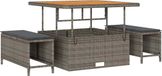 Table de jardin 3 pcs gris polyrattan
