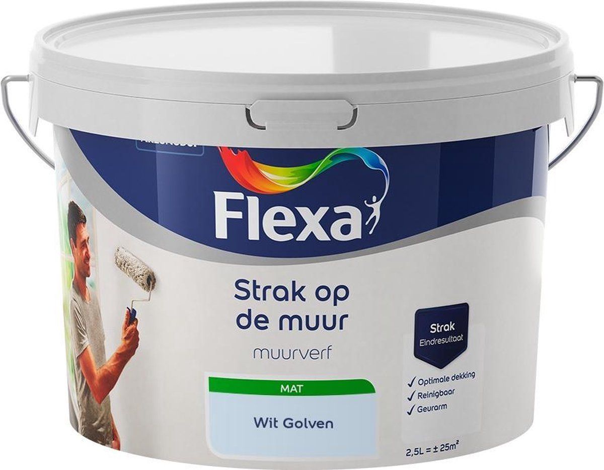 FLEXA - Strak op de muur - Muurverf - Mengcollectie - Wit Golven - 2,5 liter