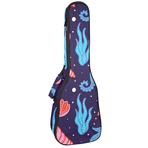 Mersov Tenor Ukulele Gigbag Waterdichte Ukelele Case Gewatteerde Rugzak, Geweldig voor Sopraan Concert (21/23/24") Koraal Zee Patroon Zee Paard Conch