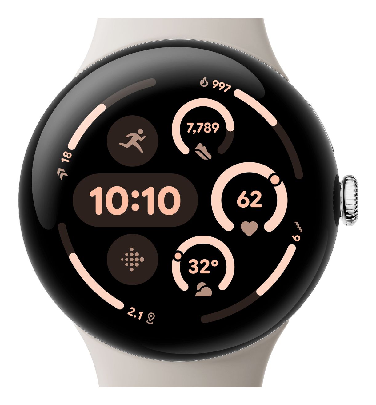 Google Pixel Watch 3 - 45mm - Zilver/Porselein