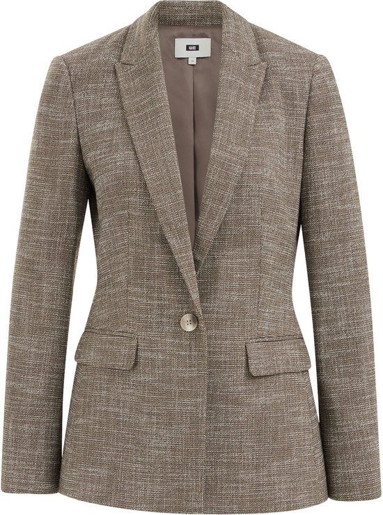 WE Fashion Dames slim fit blazer met structuur Bruingrijs Maat 44