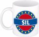 Bellatio Decorations - Sil voornaam - koffiemok - beker - wit/blauw - 300 ml