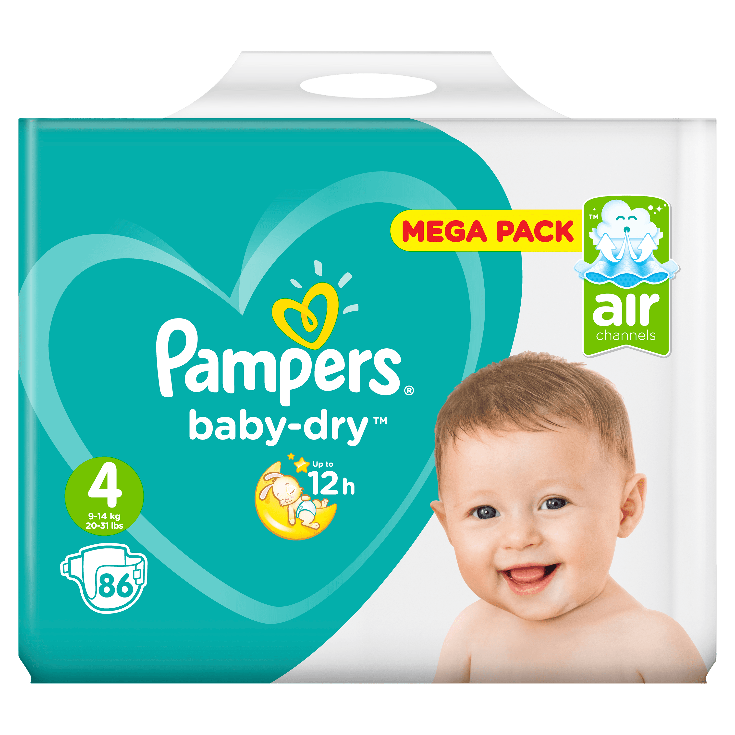 Pampers Active Baby-Dry Baby-Dry Maat 4, 86 Luiers, Voor Droge Ademende Huid multi