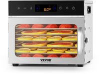 VEVOR Déshydrateur alimentaire, 6 plateaux en acier inoxydable, déshydrateur alimentaire électrique de 400 W, température réglable, minuterie, déshydrateur pour viande séchée, fruits, légumes, herbes