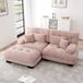 REDOM Canapé Modulaire - Avec Ottomans & Coussins Dorsaux Détachables - Configuration Modulaire - Chenille - Rose - 220x145x81 cm