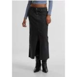 Urban Classics High Slit Denim Lange rok Zwart W28