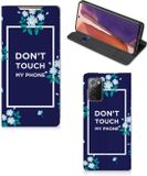 B2Ctelecom Telefoontasje Samsung Galaxy Note20 - Flowers Blue Don't Touch My Phone - Book Case