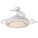 DRW Plafondventilator, wit, design met intrekbare vleugels, 3 lichtkleuren en afstandsbediening, Ø 107 x 33-48 cm, lamp: Ø 50 cm