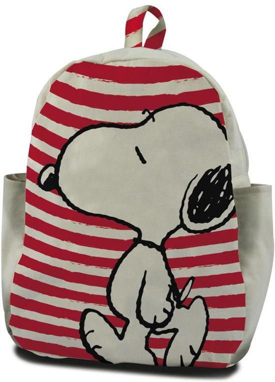 SNOOPY Rugzak - 30 cm hoog - wit met rood gestreept