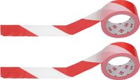 Gerimport ruban de signalisation - 2x - rouge/blanc - 45 mm x 100 mètre - polyéthylène