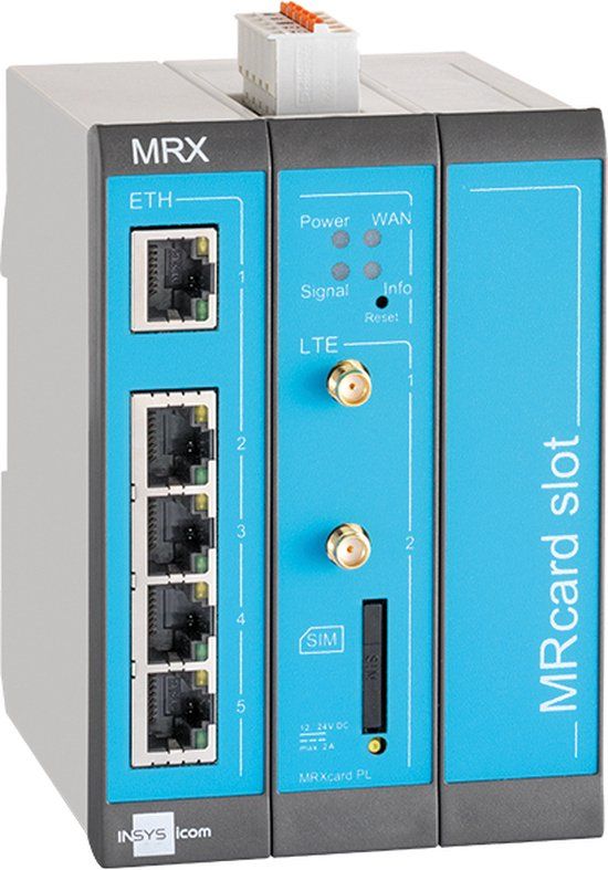 ST Microelectronics Insys Microelectronics MRX3 LTE bedrade router Fast Ethernet Blauw, Grijs