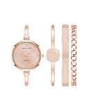 Anne Klein Dames Bangle horloge en armband Set, AK/1470GBST, Rose Goud/Blush Pink Lab-Grown, AK/5142BHST