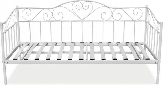 Viking Choice Metalen bedframe met witte hartjes - 90x200 - incl. lattenbodem