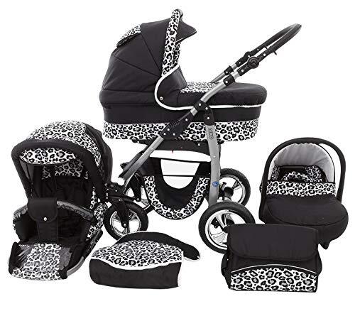 SaintBaby Kinderwagen 3in1 2in1 Set Isofix Buggy Autostoeltje D-Deluxe by black & snow leopard 3in1 met autostoeltje