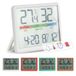 GIFTMARKET Thermomètre intérieur numérique avec hygromètre, indicateur de confort, horloge et calendrier, couleur blanc, idéal pour la maison, matériau ABS, dimensions 9,3 x 7,2 x 1,6 cm