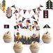 Bol Piraten décoration de gâteau pour anniversaires d'enfants et fêtes d'Halloween avec drapeaux et bateau pirate. Jolie décoration de gâteau et de muffin pour bébés, enfants et garçons.