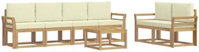 vidaXL Bank loungeset 6 places Blanc et crème Acacia bois