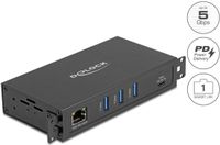 Delock 3 Port USB 5 Gbps Hub + RJ45 Gigabit LAN PoE++ Port with USB Type-C™ host-connector in metal case and 1.5 kV Isolation