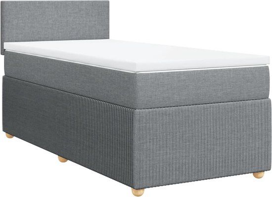 vidaXL Boxspring met matras stof lichtgrijs 90x190 cm