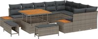 vidaXL Tuinbank Set 12-delig Grijs Polyrattan