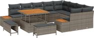 vidaXL Tuinbank Set 12-delig Grijs Polyrattan
