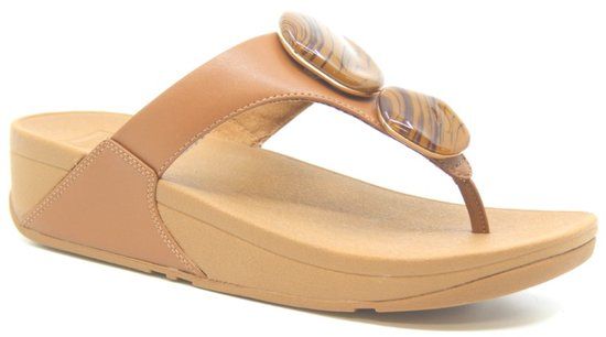 FitFlop Lulu Marbled Stone Toe-post Slippers - Dames - Camel - Maat 40