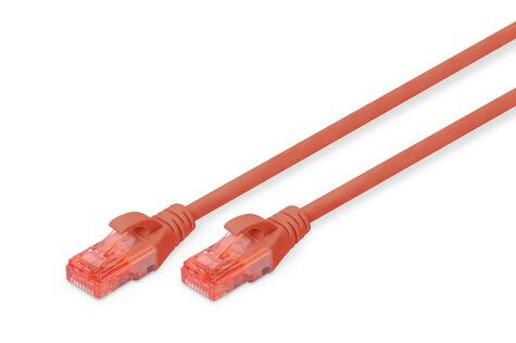 DIGITUS LAN-kabel Cat 6 – 10 m – U/UTP ongeschermd – 1 Gbit/s – 250 MHz – PoE++ – AWG 27/7 – LSZH – RJ45-netwerkkabel – patchkabel – compatibel met Cat6A en Cat5e – rood