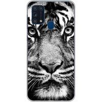 Samsung Galaxy M31 Tigre blanc et noir bedrukt siliconen hoesje