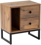 Merkloos Asir - Nachttisch - Atlantische Kiefer und Schwarz - 45,2 x 29,5 x 50 cm