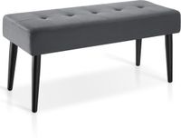 Tectake Banc rembourré - 95 x 38 x 45 cm - Aspect velours gris