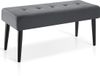 Tectake Banc rembourré - 95 x 38 x 45 cm - Aspect velours gris